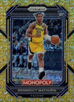 2022 Panini Prizm Monopoly #36 Bennedict Mathurin Gold Money Shimmer Basketball Card