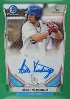 2014 Bowman Chrome Draft Pick Autograph #AV Alex Verdugo Green Refractor Baseball Card