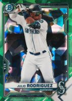 2021 Bowman Sapphire Edition Chrome Prospects #BCP86 Julio Rodriguez Green Baseball Card