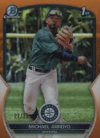 2023 Bowman Chrome Prospects #BCP63 Michael Arroyo Orange Refractor Baseball Card