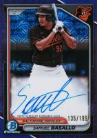 2024 Bowman Mega Box Chrome Bowman Prospect Mega Autographs #SB Samuel Basallo Purple Refractor Baseball Card