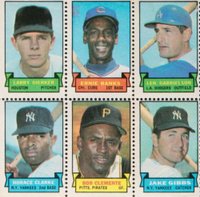 1969 Topps Stamps Panels # Bob Clemente/Ernie Banks/Horace Clarke/Jake Gibbs/Larry Dierker/Len Gabrielson Baseball Card