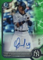 2022 Bowman Chrome Prospect Autographs #CPAOC Oswaldo Cabrera Green Refractor Baseball Card