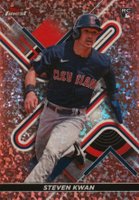 2022 Topps Finest #30 Steven Kwan Rose Gold Mini Diamond Refractor Baseball Card