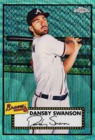 2021 Topps Chrome Platinum Anniversary #241 Dansby Swanson Aqua Wave Refractor Baseball Card