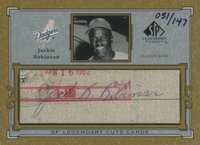 2001 SP Legendary Cuts Cut Signature #C-JR Jackie Robinson Baseball Card