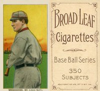 1909 White Borders Broadleaf 350  #52 Roger Bresnahan Batting Baseball Card