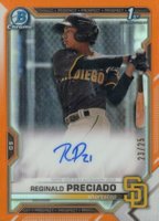 2021 Bowman Chrome Prospect Autographs #CPARPR Reginald Preciado Orange Refractor Baseball Card