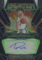 2023 Panini Obsidian Rookie Eruption Autographs #REAJJ Andre Jackson Jr. Electric Etch Green Basketball Card
