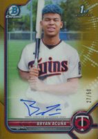 2022 Bowman Chrome Prospect Autographs #CPABA Bryan Acuna Gold Refractor Baseball Card