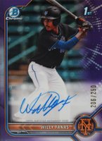 2022 Bowman Chrome Prospect Autographs #CPAWF Willy Fanas Purple Refractor Baseball Card