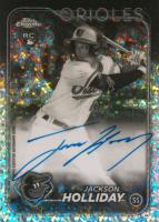 2024 Topps Chrome Rookie Autographs #RAJH Jackson Holliday Black & White Mini Diamond Refractor Baseball Card