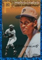 2023 Topps Chrome Platinum Anniversary #421 Roberto Clemente Blue Mini Diamond Refractor Baseball Card