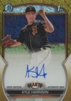 2023 Bowman Chrome Prospect Autographs #CPAKH Kyle Harrison Gold Shimmer Baseball Card