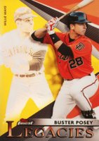 2021 Topps Finest Finest Legacies #FLBP Buster Posey/Willie Mays Gold Refractor Baseball Card