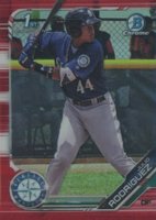 2019 Bowman Prospects Chrome #33 Julio Rodriguez Red Refractor Baseball Card