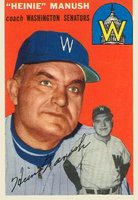 1954 Topps #187 Heinie Manush Baseball Card