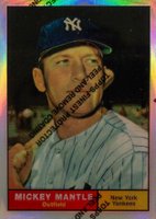 1996 Topps Mantle Finest #11 1961 Topps Reprint Refractor w/Coating Baseball Card