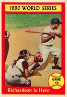 1961 Topps #308 World Series Game #3 Richardson is Hero Baseball Card