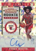 2019 Panini Contenders #140 Coby White Ball at Waist-Autograph-Cracked Ice Basketball Card