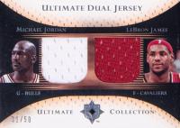 2005 Ultimate Collection Dual Game Jersey #DJ-JJ LeBron James/Michael Jordan Basketball Card
