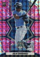 2022 Panini Mosaic #274 Julio Rodriguez Camo Pink Baseball Card