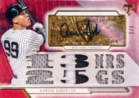 2018 Topps Triple Threads Autograph Relics #AJ2 Aaron Judge Ruby 1/1 Baseball Card