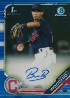2019 Bowman Chrome Prospects Autographs #CPABR Brayan Rocchio Blue Refractor Baseball Card