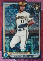 2024 Bowman Mega Box Chrome Prospects #140 Jackson Chourio Fuchsia Refractor Baseball Card