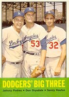 1963 Topps #412 Dodgers' Big Three Baseball Card