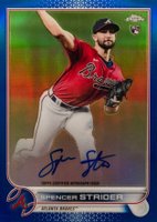 2022 Topps Chrome Rookie Autographs #RASS Spencer Strider Blue Refractor Baseball Card