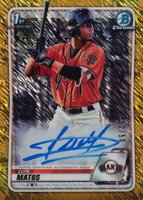 2020 Bowman Chrome Prospect Autographs #CPALM Luis Matos Gold Shimmer Baseball Card