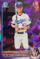 2022 Bowman Chrome Sapphire Edition Prospects #BCP161 Samuel Munoz Purple Baseball Card