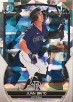2023 Bowman Chrome Prospects #BCP77 Juan Brito Atomic Refractor Baseball Card