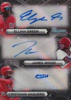 2023 Bowman Sterling Triple Refractor Autographs #TRAGWV Cristhian Vaquero/Elijah Green/James Wood Baseball Card