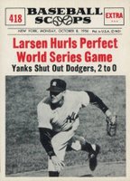 1961 Nu-Card Baseball Scoops #418 Larsen Hurls Perfect World Series Game Baseball Card