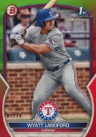 2023 Bowman Draft #BD106 Wyatt Langford Red/Green Gradient Baseball Card