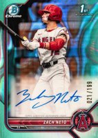 2022 Bowman Draft Chrome Draft Pick Autographs #CDAZN Zach Neto Aqua Lava Refractor Baseball Card