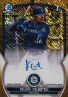 2023 Bowman Chrome Prospect Autographs #CPAFC Felnin Celesten Gold Shimmer Baseball Card