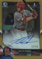 2018 Bowman Draft Chrome Draft Picks Autographs #CDANG Nolan Gorman Gold Refractor Baseball Card