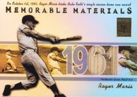 2002 Topps Tribute Memorable Materials #MEMRM Roger Maris Baseball Card