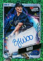 2024 Topps Chrome Cosmic Cosmic Chrome Autographs #BW Bryan Woo Green Space Dust Refractor Baseball Card