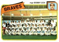 1980 Topps Team Checklist Sheet-Hand-Cut #192 Atlanta Braves Team Baseball Card