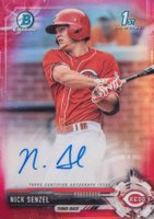 2017 Bowman Prospects Autographs #NS Nick Senzel Chrome-Red Refractor Baseball Card