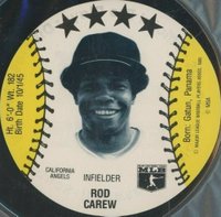 1985 Thom Mcan Discs # Rod Carew Baseball Card