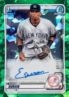 2020 Bowman Chrome Sapphire Edition Autographs #BSPAED Ezequiel Duran Green Baseball Card