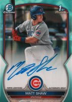 2023 Bowman Draft Chrome Prospect Autograph #CDAMS Matt Shaw Aqua Lava Baseball Card