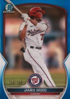 2023 Bowman Chrome Prospects #BCP129 James Wood Blue Refractor Baseball Card