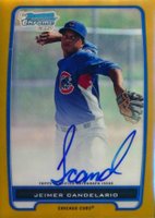 2012 Bowman Prospects #BCP20 Jeimer Candelario Chrome-Gold Refractor-Autograph Baseball Card