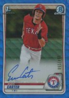 2020 Bowman Draft Chrome Draft Picks Autographs #CDAEC Evan Carter Blue Wave Refractor Baseball Card
